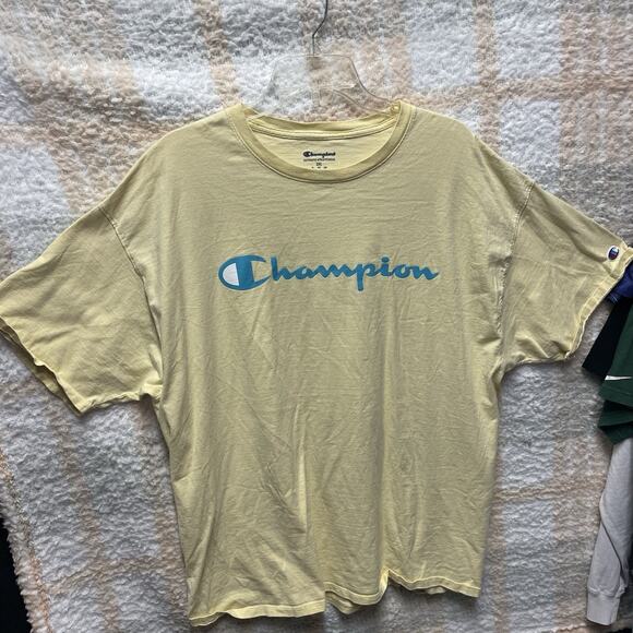 Champion Mens T-Shirt Size 2XL Yellow Short Sleeve Crewneck - Picture 8 of 8